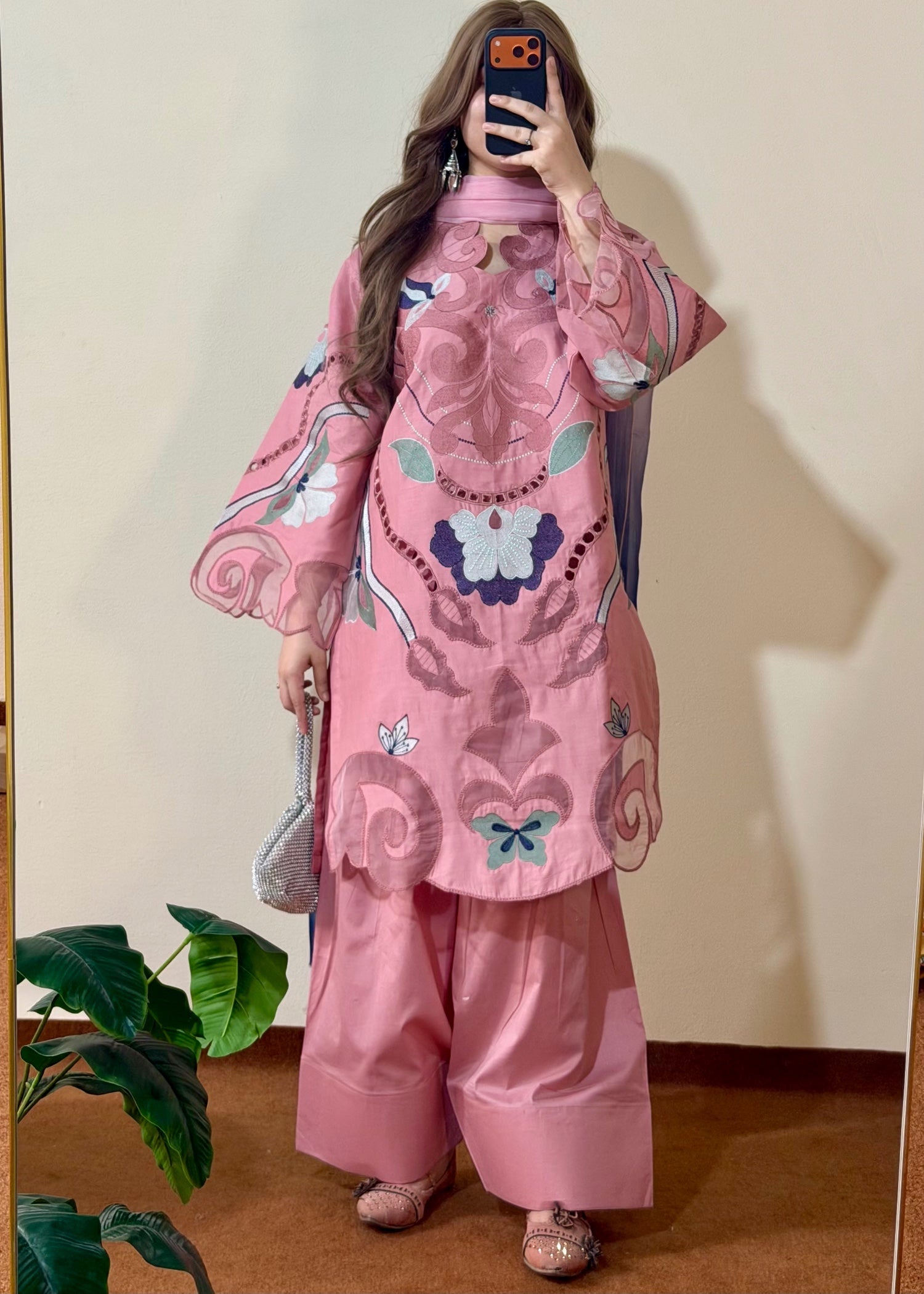 Petal Pink Embroidered Lawn Three Piece Suit Online in Dubai DXB UAE Abudhabi Meena Bazaar