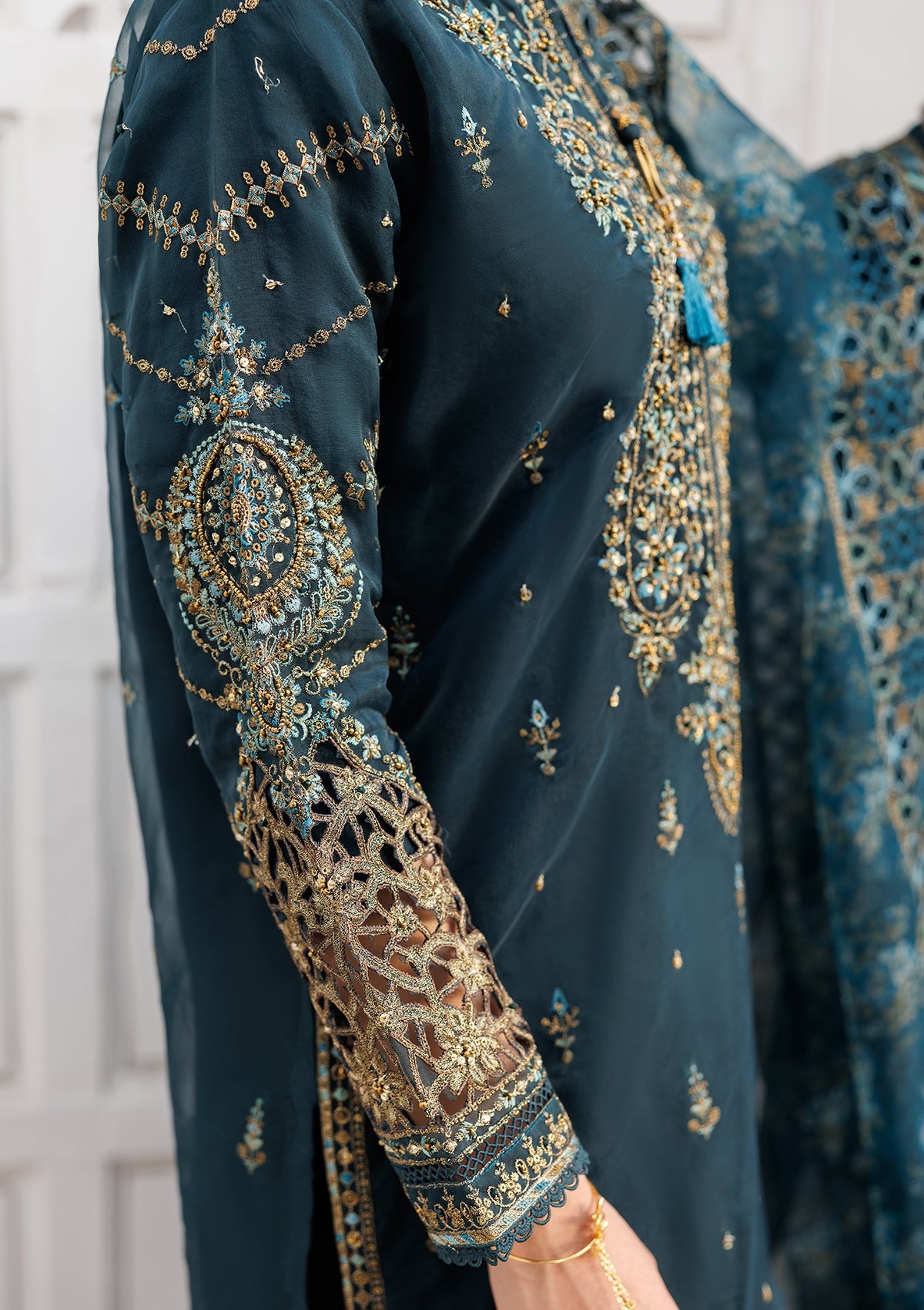 Pine Green Organza Embroidered Pakistani Suit Online in Dubai UAE Abudhabi Ajman Sharjah
