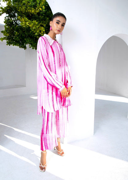 Pink and White Tie Dye Raw Silk Kurta Pajama Online in Sri Lanka India Australia