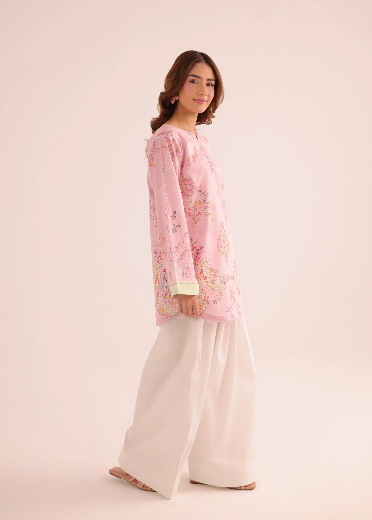 Pink Casual Poly Lawn Straight Cut Kurta Online in Sri Lanka India Australia