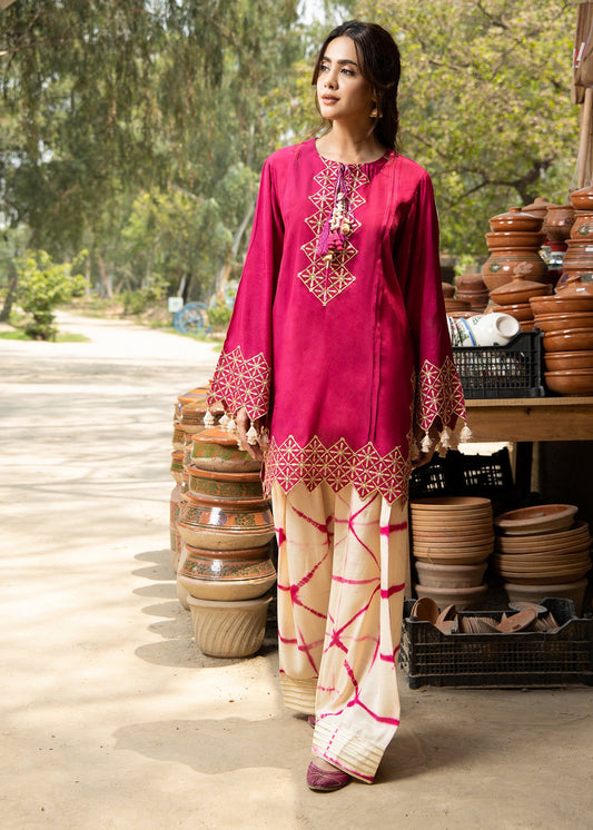 Pink Chiffon Dupatta Embroidered Viscose Suit Online in Sri Lanka India Australia
