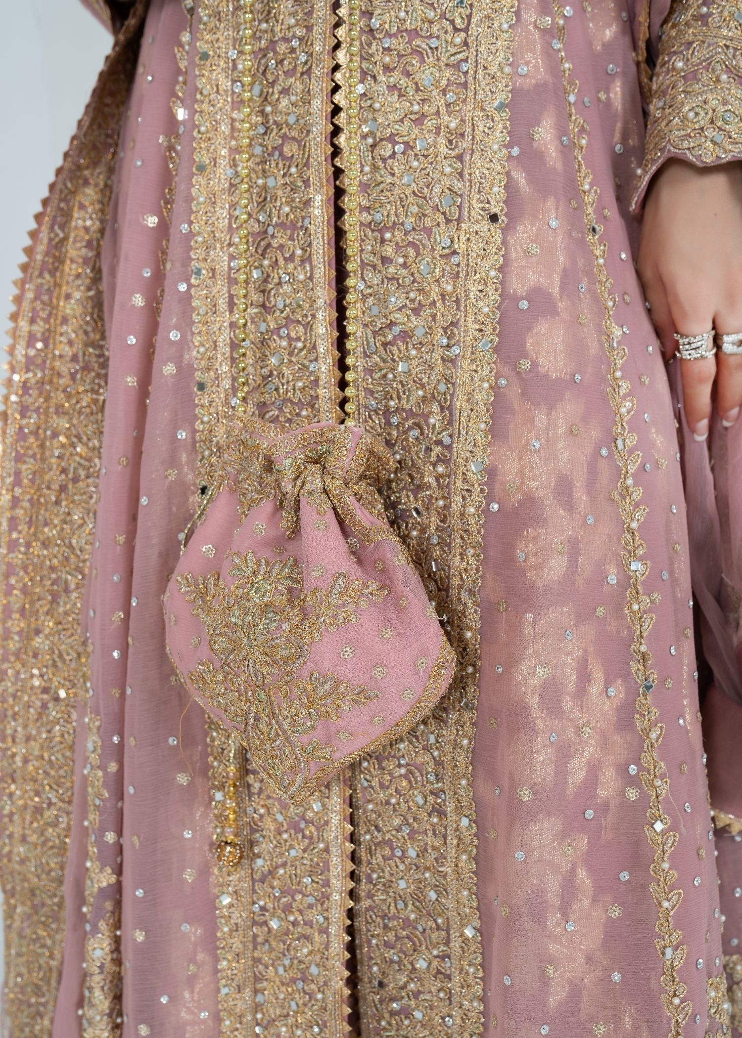 Pink Chiffon Festive Wear Maxi Gown Online in Dubai DXB UAE Abudhabi Meena Bazaar