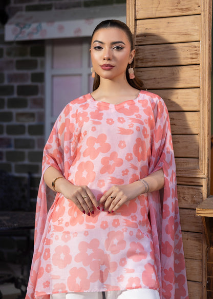 Pink Chiffon Kaftan Top and Slip Online in Dubai UAE Abudhabi Ajman Sharjah