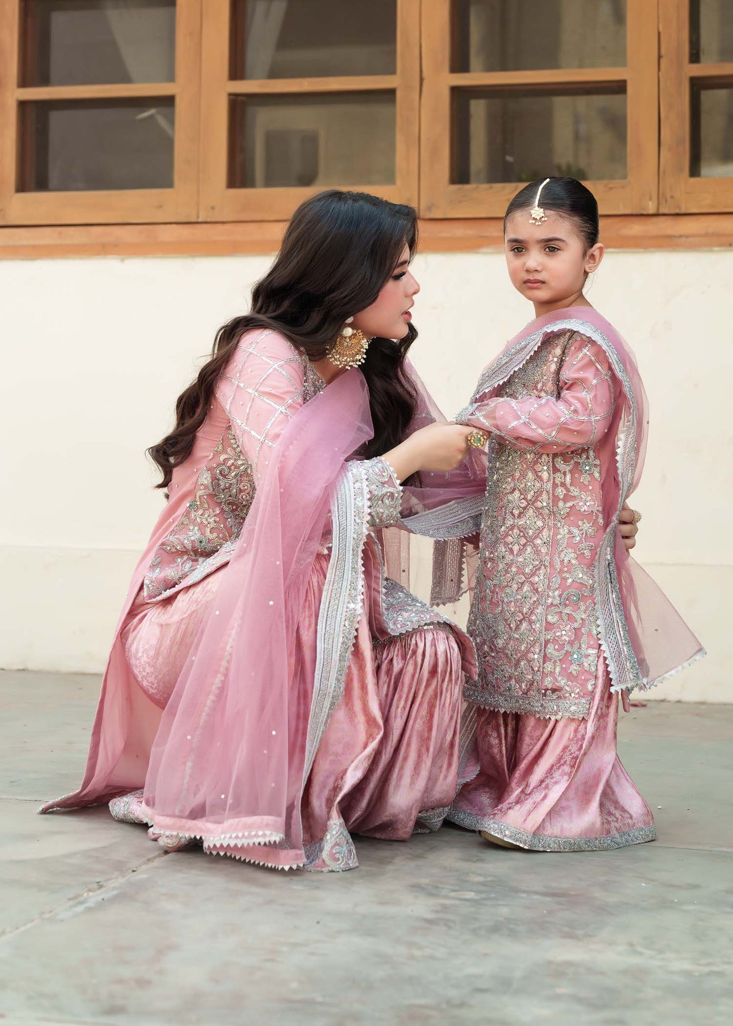 Pink Chiffon Kids Salwar Suit Online in Dubai UAE Abudhabi Ajman Sharjah