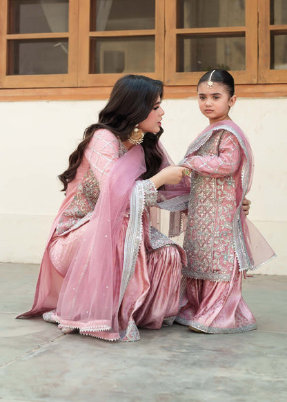 Pink Chiffon Kids Salwar Suit Online in Dubai UAE Abudhabi Ajman Sharjah