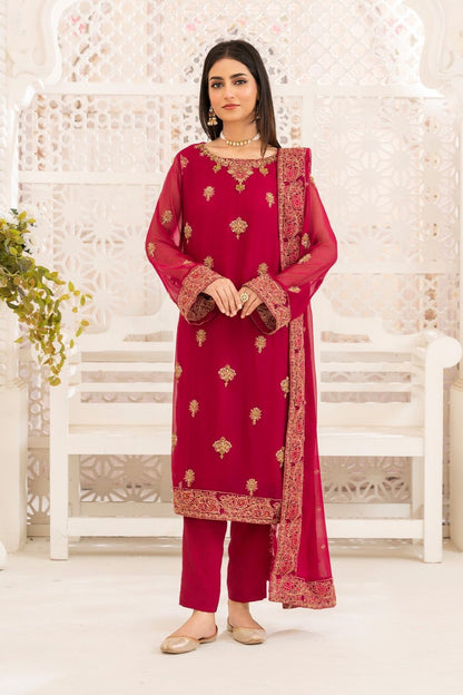 Pink Chiffon Raw Silk Straight Kurta Suit Online in Dubai UAE Abudhabi Ajman Sharjah