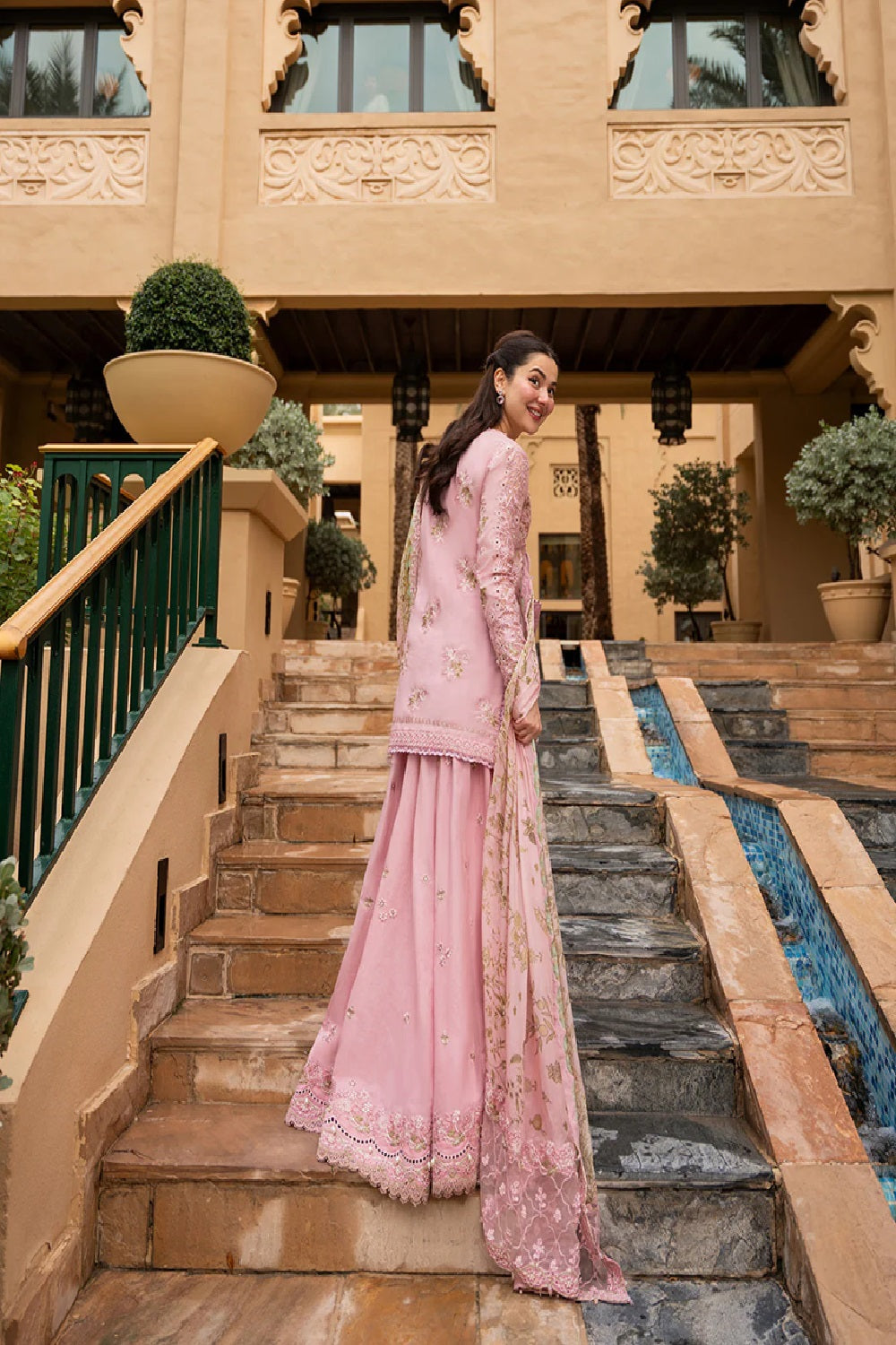 pink Chikankari Lawn Unstitched Dress Material Online in Sri Lanka India Australia