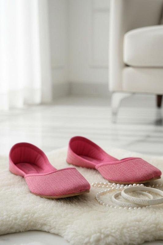Pink Cotton Khussa Ladies Ethnic Shoes Online in Dubai UAE Abudhabi Ajman Sharjah