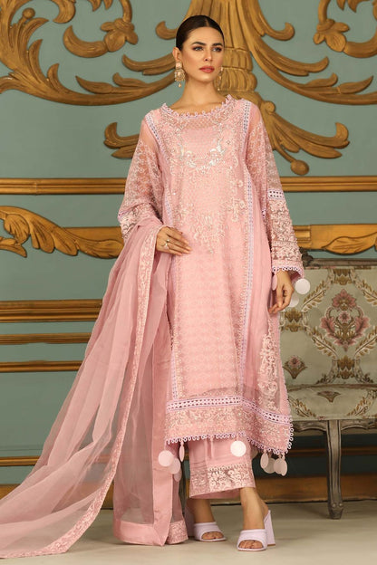 Pink Embellished Organza Salwar Kameez Online in Dubai UAE Abudhabi Ajman Sharjah