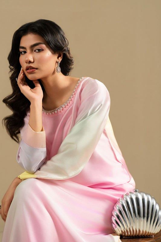 Pink Embellished Silk Charmeuse Maxi Online in Dubai UAE Abudhabi Ajman Sharjah