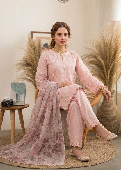 Pink Embroidered Cotton Pakistani Suit Online in Dubai DXB UAE Abudhabi Meena Bazaar