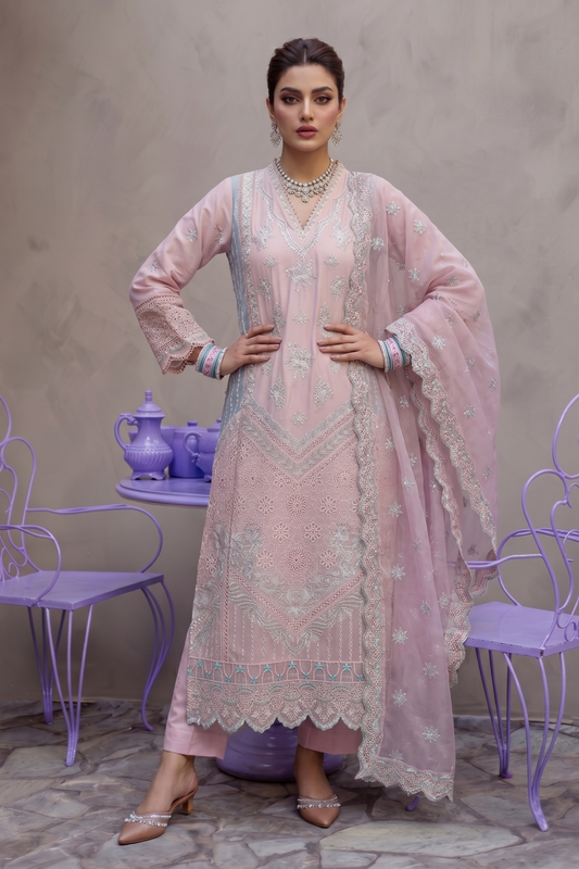 Pink Embroidered Cotton Straight Kurta Suit Online in Dubai UAE Abudhabi Ajman Sharjah