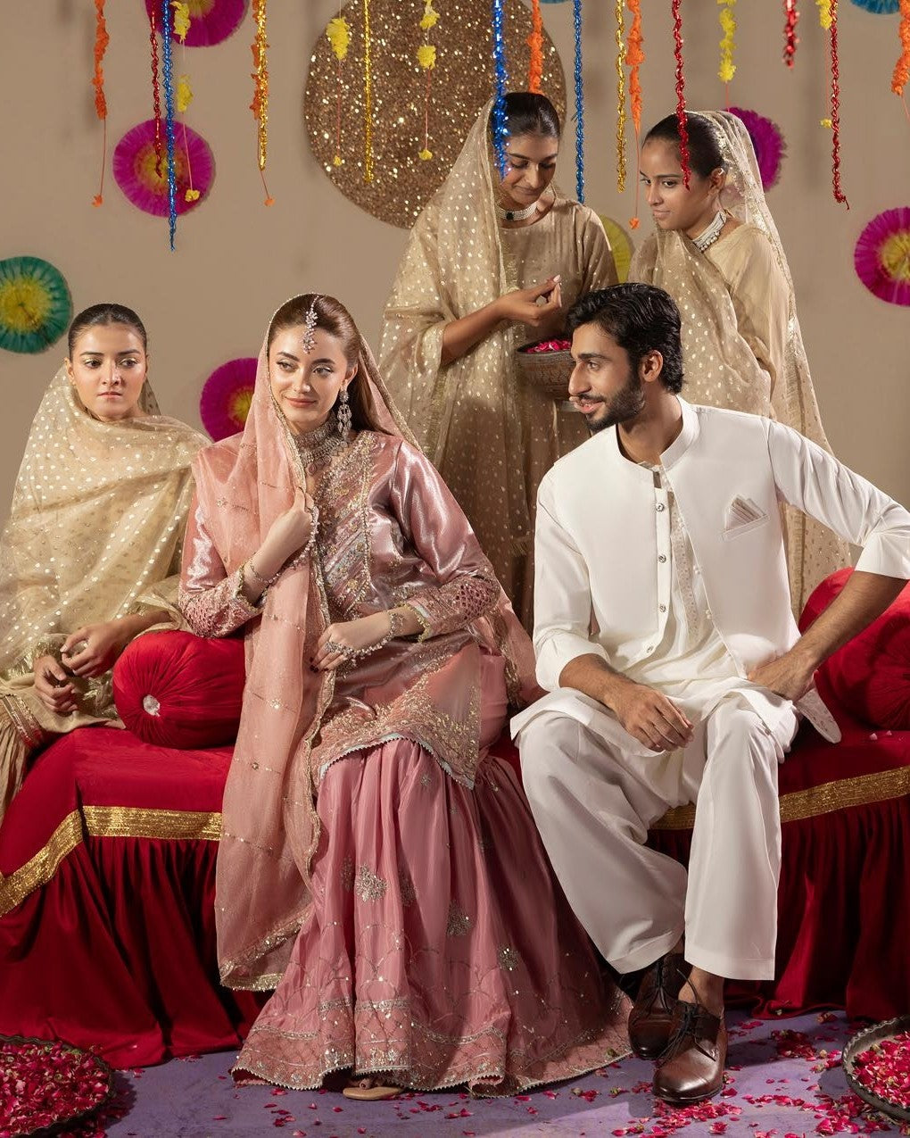 Pink Embroidered Gharara with Potli Bag Online in Sri Lanka India Australia