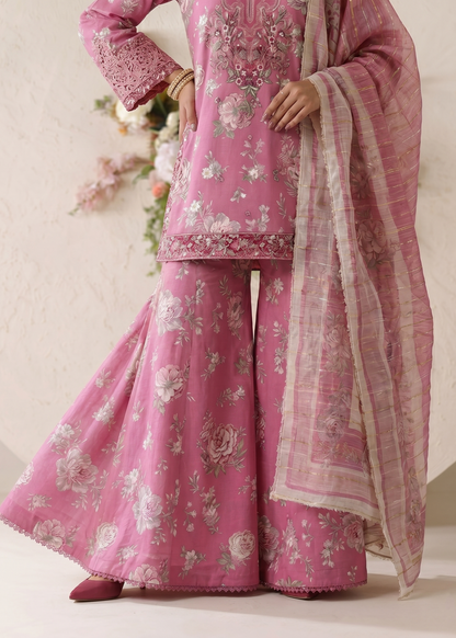 Pink Embroidered Lawn 3 Piece Suit Online in Sri Lanka India Australia
