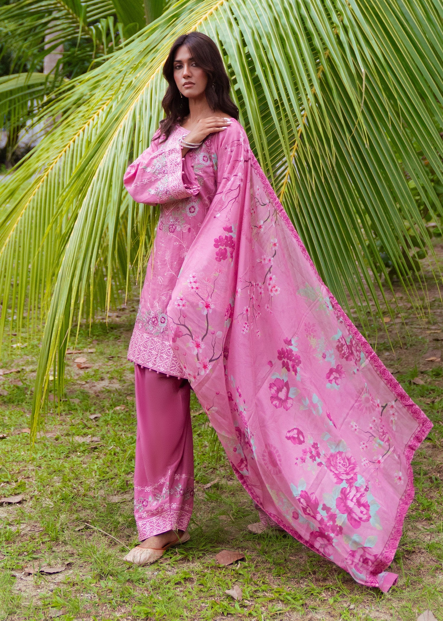 Pink Embroidered Lawn Festive Wear Suit Online in Sri Lanka India Australia