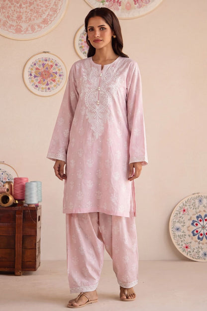 Pink Embroidered Lawn Salwar Suit Online in Dubai UAE Abudhabi Ajman Sharjah