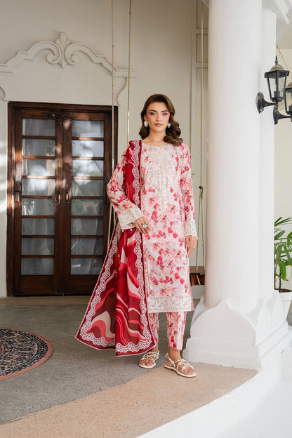 Pink Embroidered Lawn Salwar Suit Online in Dubai UAE Abudhabi Ajman Sharjah