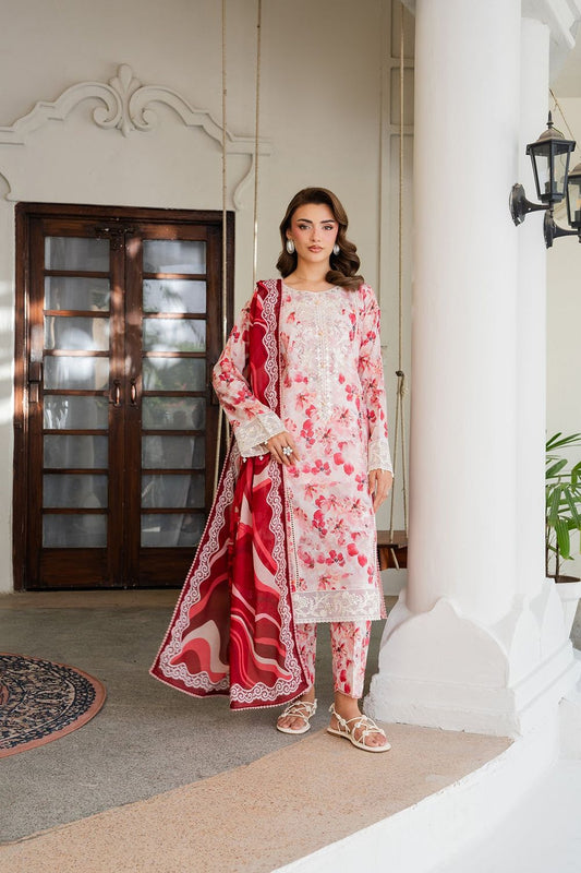 Pink Embroidered Lawn Salwar Suit Online in Dubai UAE Abudhabi Ajman Sharjah