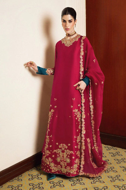 Pink Embroidered Raw Silk Pakistani Suit Online in Dubai UAE Abudhabi Ajman Sharjah