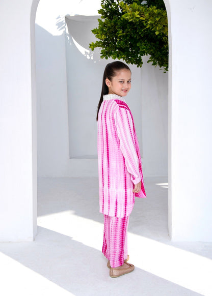 Pink Embroidered Raw Silk Straight Trouser Suit Online in Dubai UAE Abudhabi Ajman Sharjah