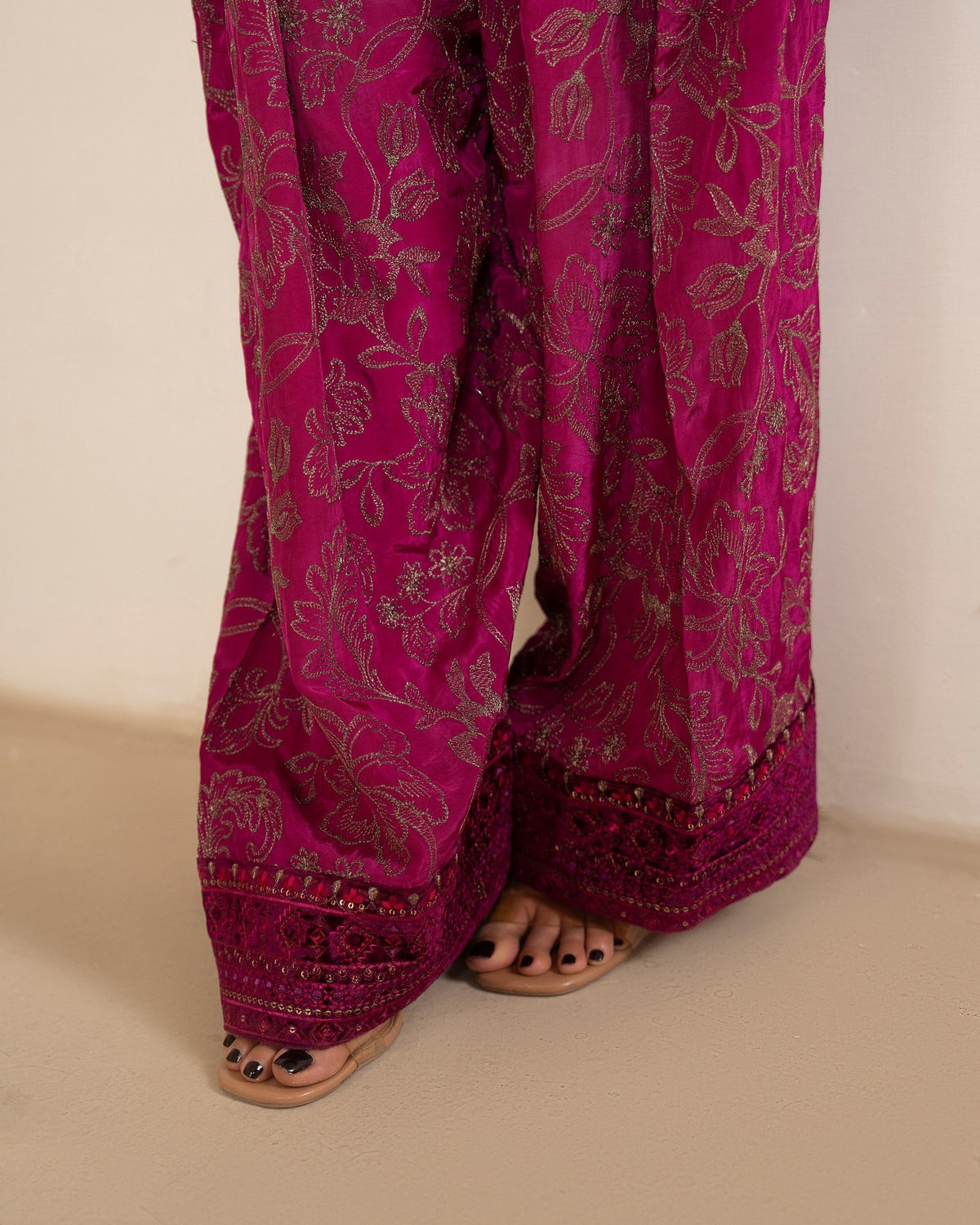 Pink Embroidered Tussar Silk Ladies Salwar Kameez Online in KSA Riyadh Saudi Arabia Oman Bahrain Qatar