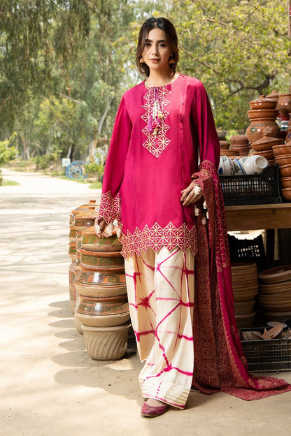 Pink Embroidered Viscose Farshi Shalwar Suit Online in Dubai UAE Abudhabi Ajman Sharjah