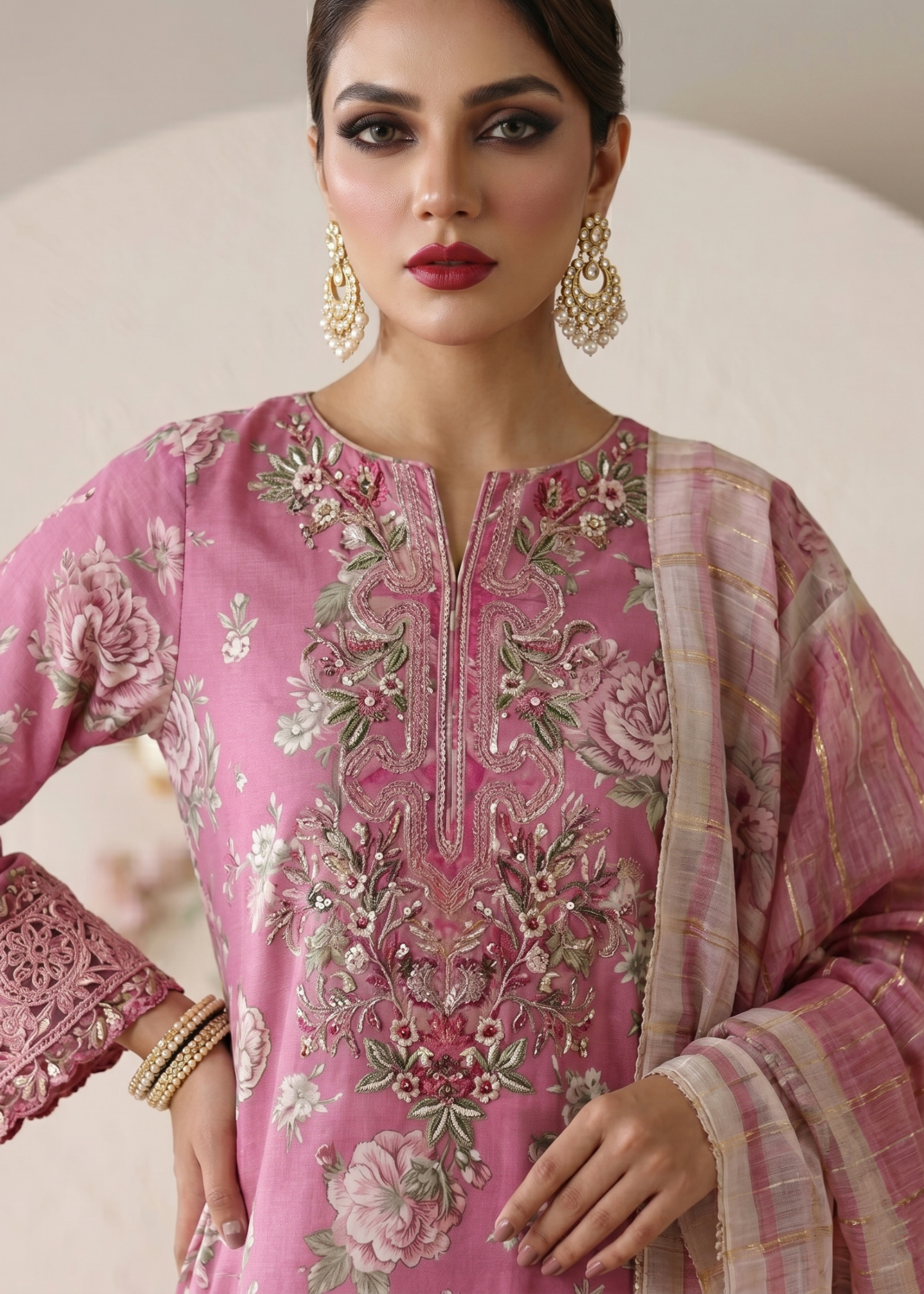 Pink Festive Wear Sharara Suit Online in KSA Riyadh Saudi Arabia Oman Bahrain Qatar
