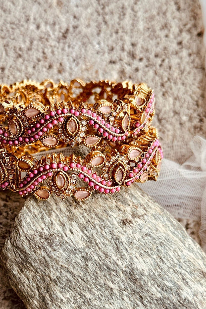 Pink Gold Plated Stone Bangles Online in Dubai UAE Abudhabi Ajman Sharjah