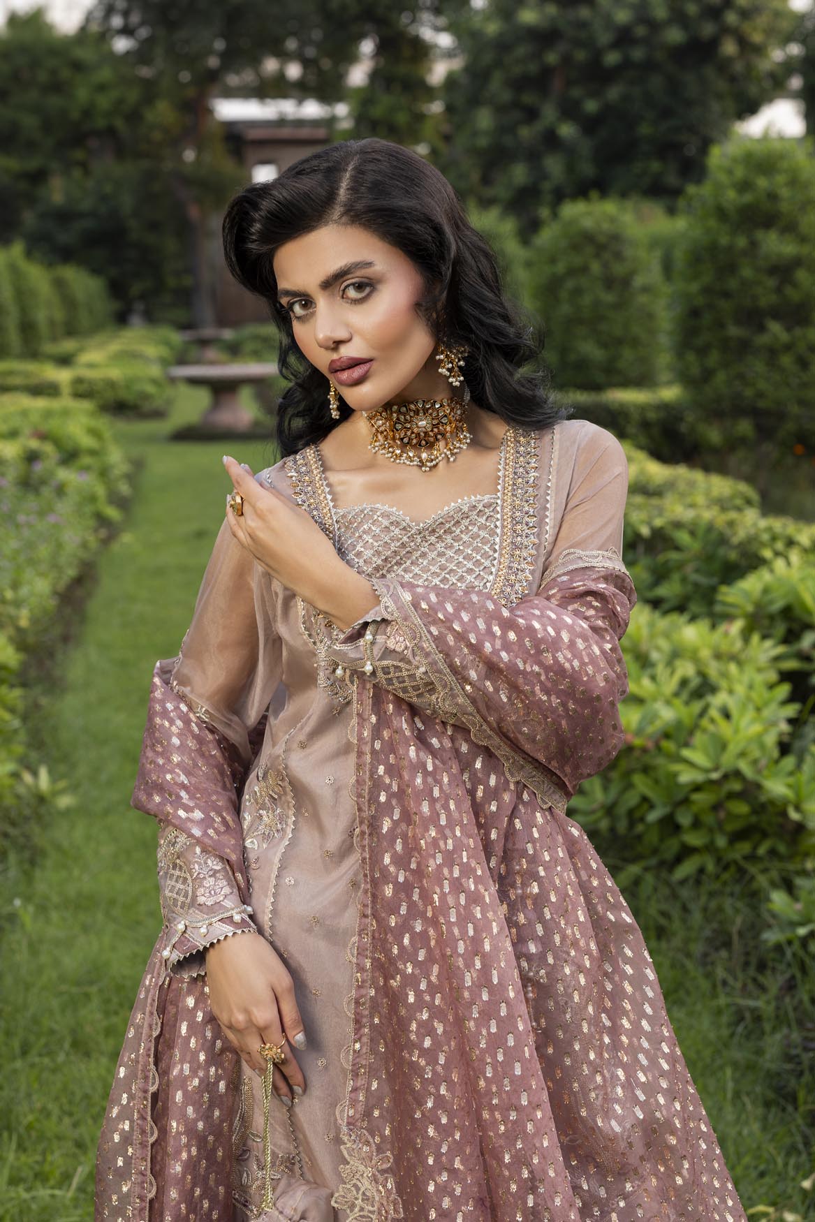 Pink Hand Embellished Organza Pakistani Wedding Dresses Online in Sri Lanka India Australia