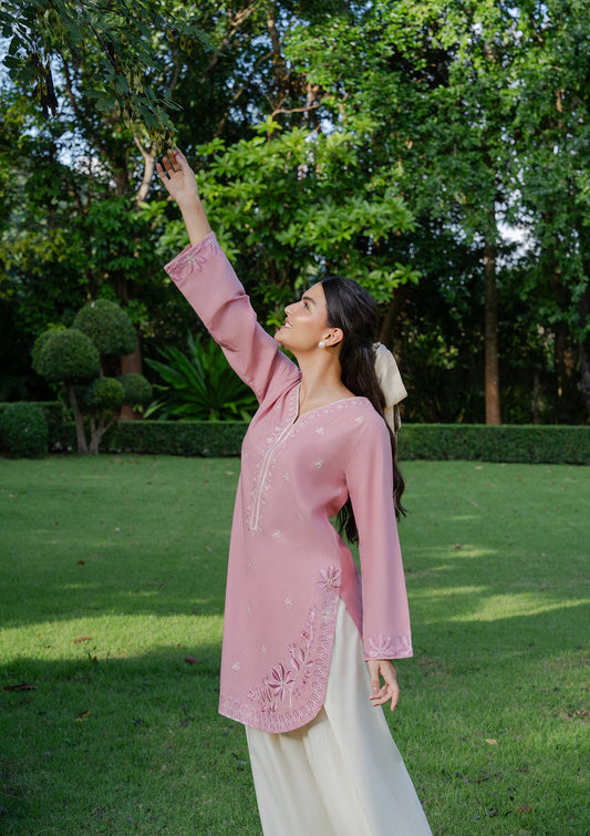 Pink Khaddar Embroidered Kurta Set Online in Sri Lanka India Australia