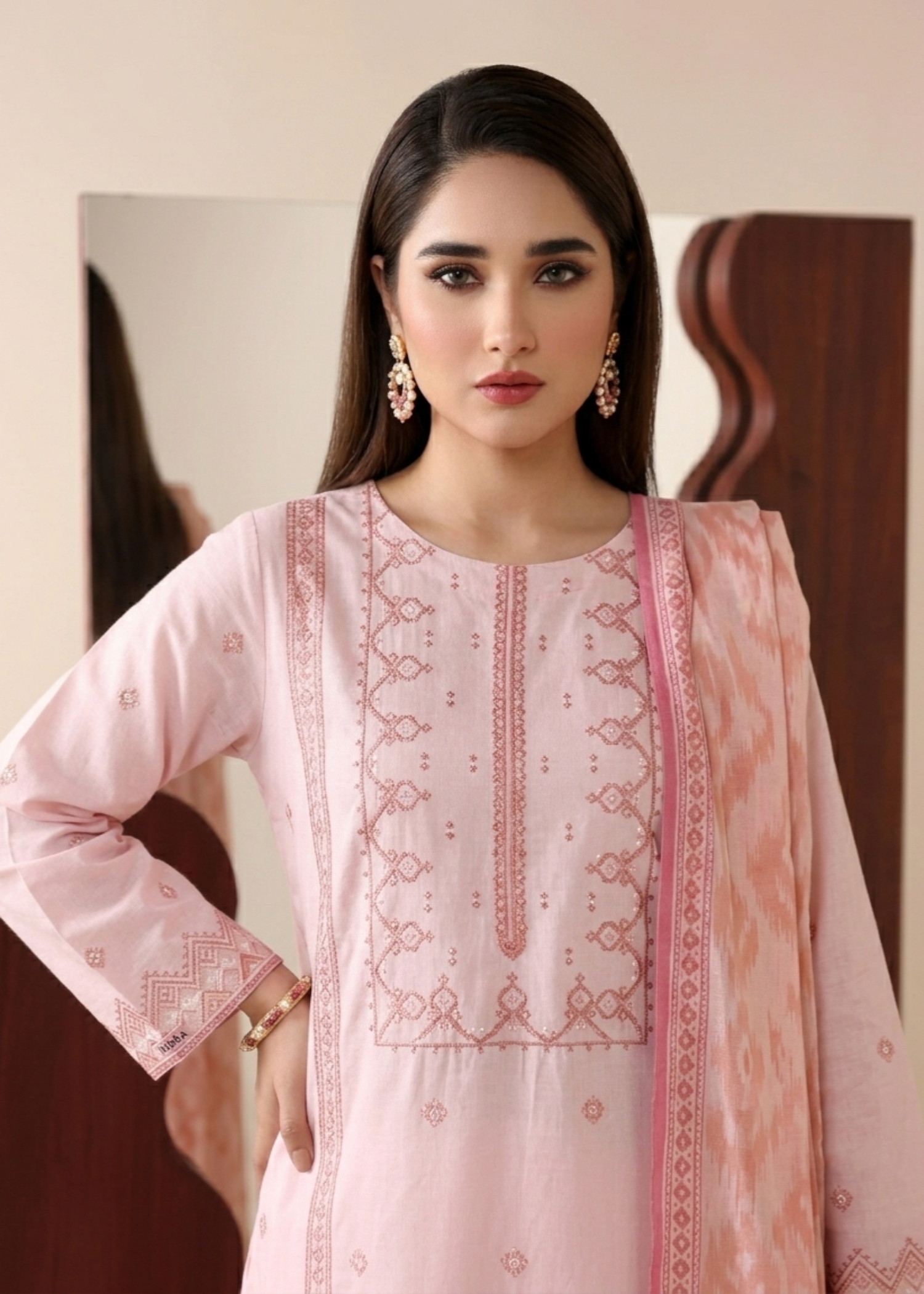 Pink Lawn Embroidered 3 Piece Party Suit Online in Sri Lanka India Australia
