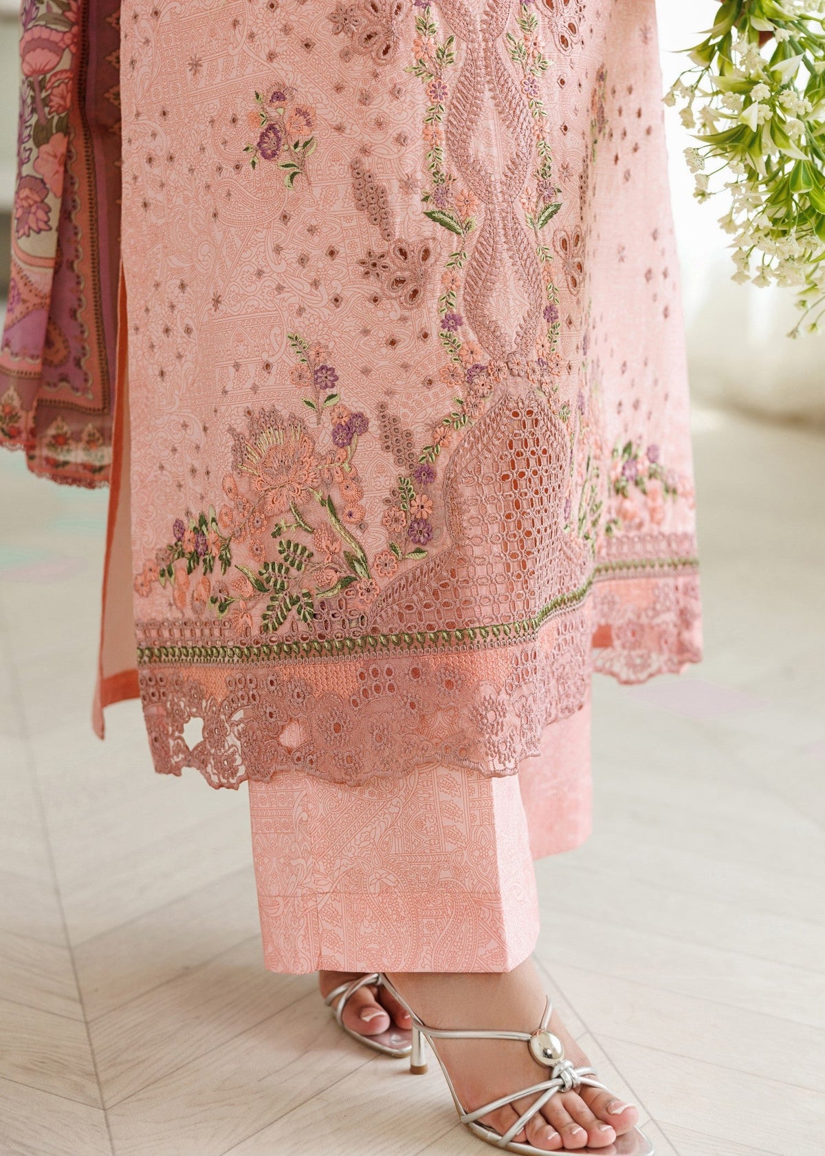 Pink Lawn Straight Cut Kurta Shalwar Kameez Online in UK USA Canada