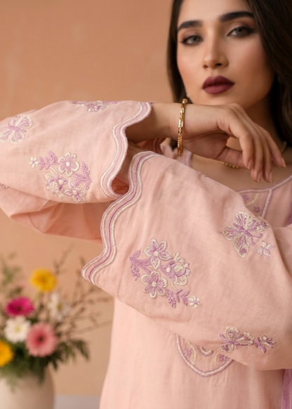 Pink Lawn Straight Kurta Dupatta Set Online in Dubai UAE Abudhabi Ajman Sharjah