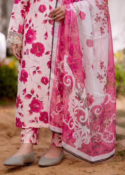 Pink Lawn Suit with Voile Dupatta Online in Sri Lanka India Australia