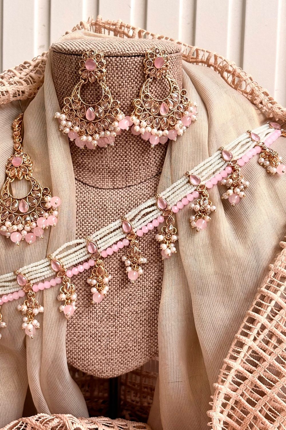 Pink Metal Choker Jewellery Set Online in Dubai UAE Abudhabi Ajman Sharjah