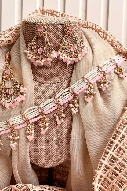 Pink Metal Choker Jewellery Set Online in Dubai UAE Abudhabi Ajman Sharjah