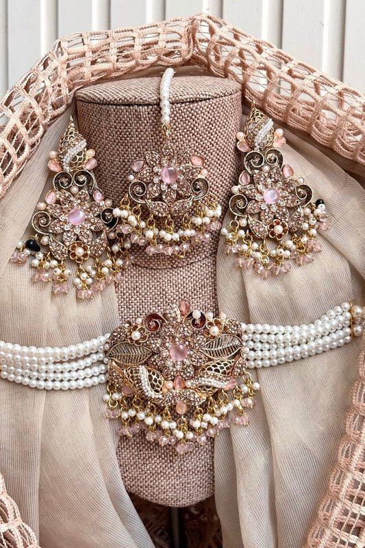 Pink Metal Choker Necklace Online in Dubai UAE Abudhabi Ajman Sharjah