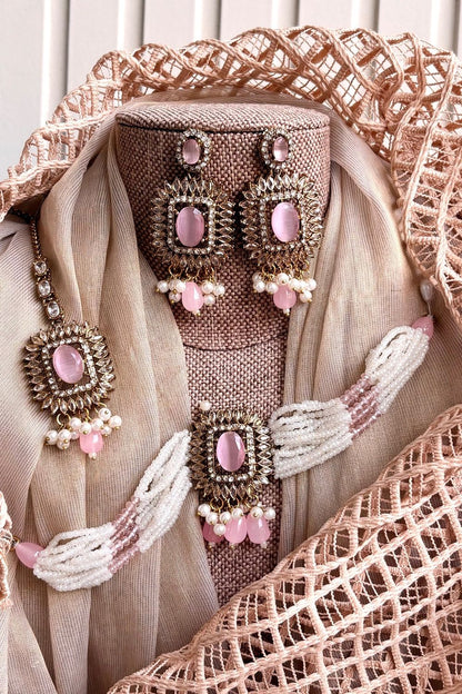 Pink Metal Choker Set Online in Dubai UAE Abudhabi Ajman Sharjah