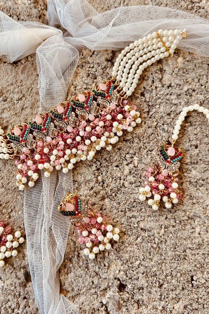 Pink Naulakha Choker Set Online in Dubai UAE Abudhabi Ajman Sharjah