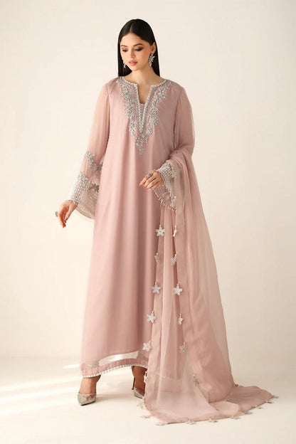 Pink Orange Hand Embellished Chiffon Partywear Suit Online in Dubai UAE Abudhabi Ajman Sharjah