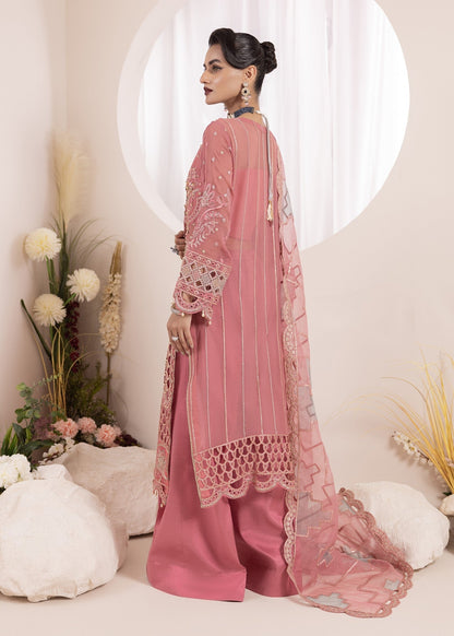 Pink Organza Dupatta Embroidered Chiffon Suit Online in Sri Lanka India Australia