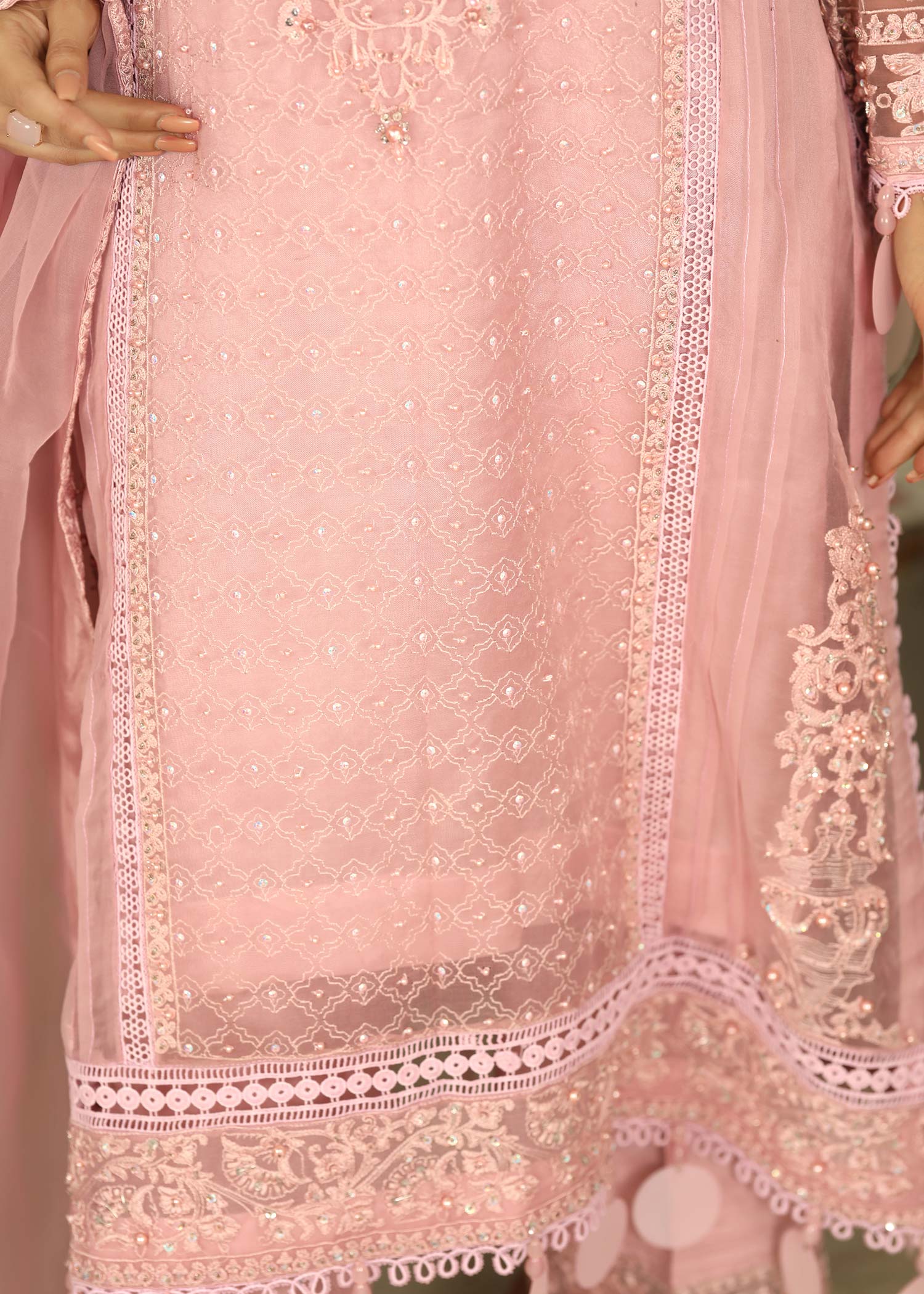 Pink Organza Dupatta Raw Silk Culottes Suit Online in Dubai DXB UAE Abudhabi Meena Bazaar
