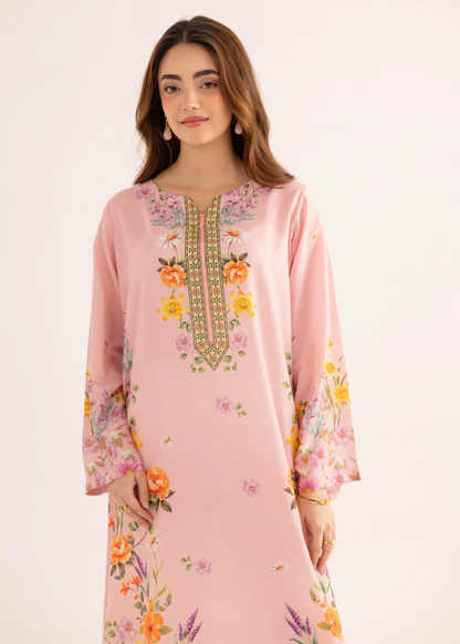 Pink Printed Long Kaftan Dress Online in Dubai DXB UAE Abudhabi Meena Bazaar
