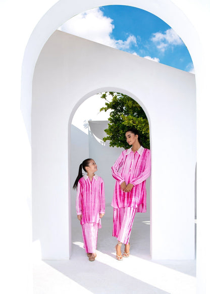 Pink Raw Silk Quollote Set with Embroidered Trim Online in Dubai DXB UAE Abudhabi Meena Bazaar