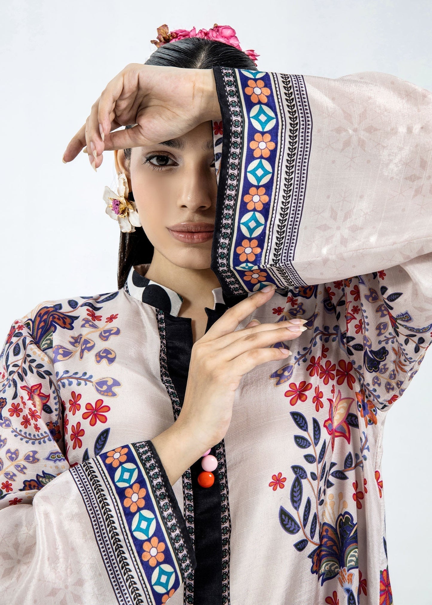 Pink Raw Silk Straight Cut Kurta with Culottes Online in KSA Riyadh Saudi Arabia Oman Bahrain Qatar