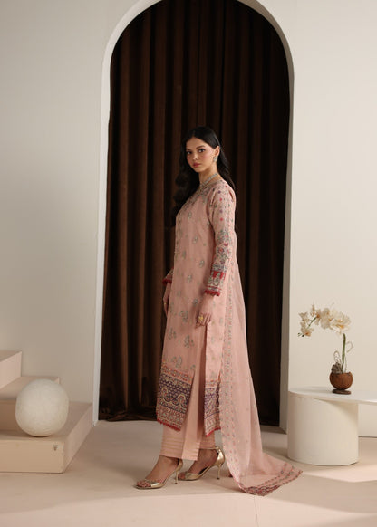 Pink Raw Silk Trouser Embroidered Net Suit Online in Dubai DXB UAE Abudhabi Meena Bazaar