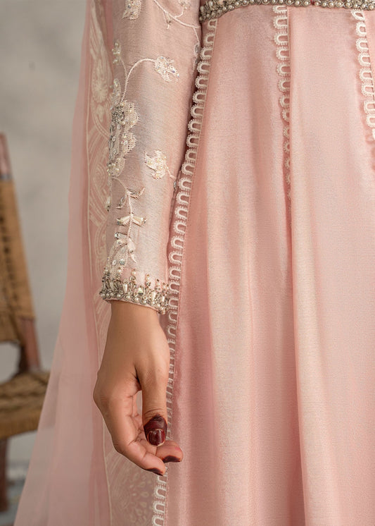 Pink Raw Silk Trouser Embroidered Pishwas Online in Dubai DXB UAE Abudhabi Meena Bazaar