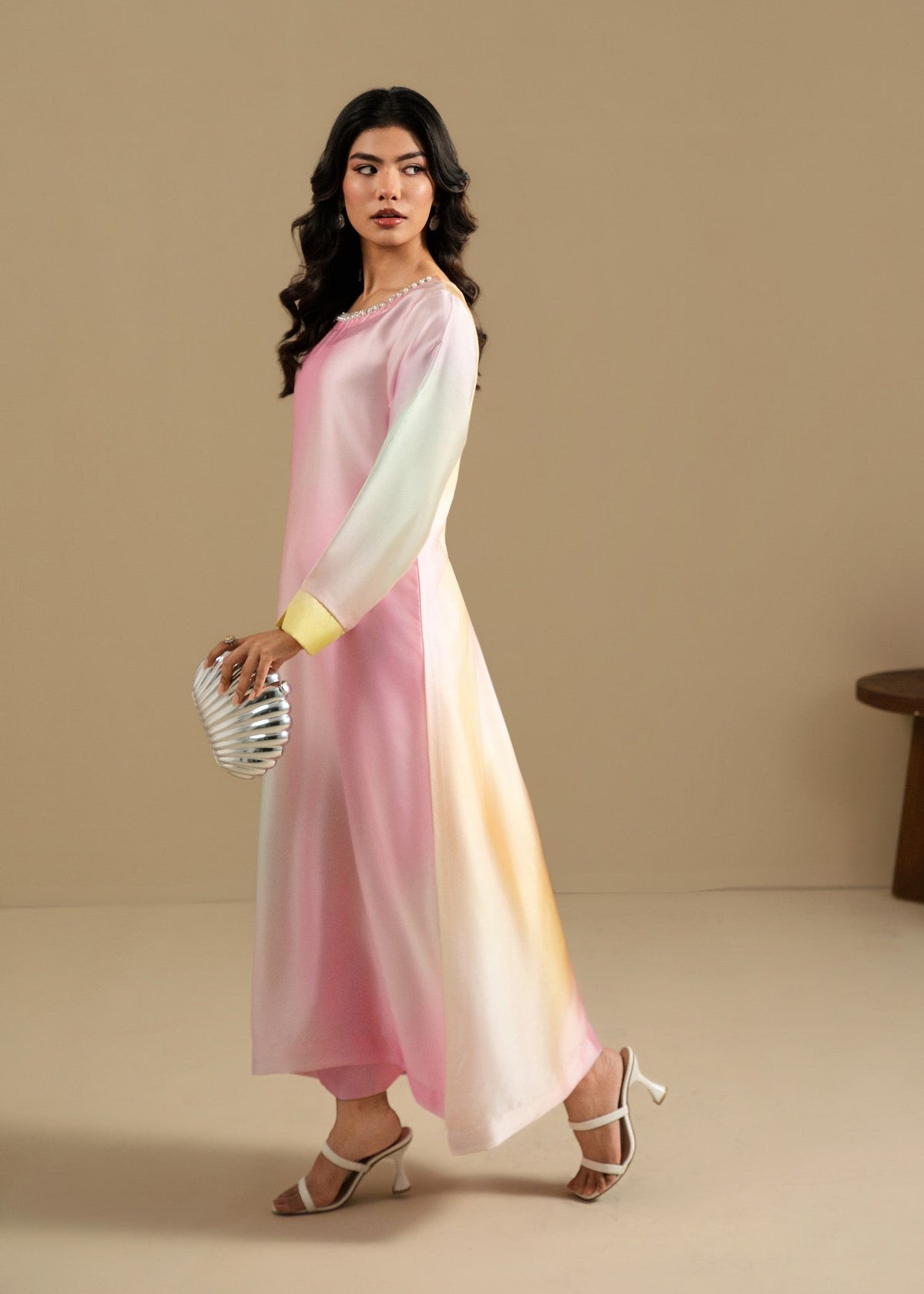 Pink Silk Charmeuse Embellished Maxi Online in Sri Lanka India Australia