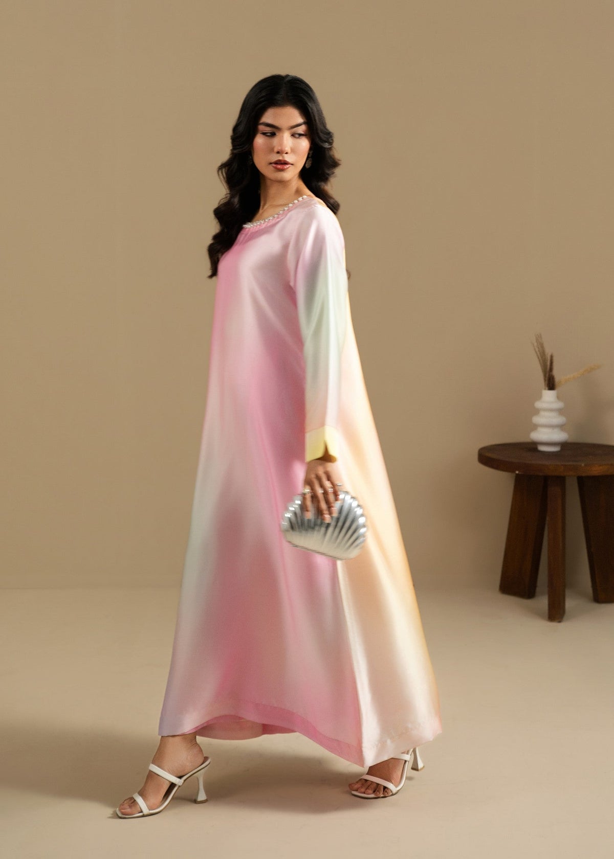 Pink Silk Charmeuse Embellished Maxi Online in Sri Lanka India Australia