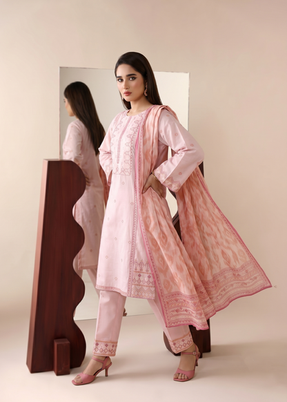 Pink Silk Dupatta Lawn Festive Suit Online in Sri Lanka India Australia